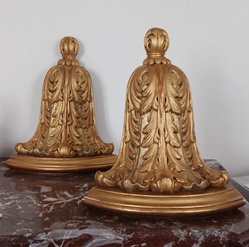 Paar Wandkonsolen zum Aufhängen - vergoldetes Holz - Stil Louis XVI