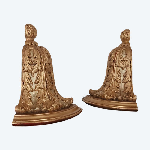 Paar Wandkonsolen zum Aufhängen - vergoldetes Holz - Stil Louis XVI