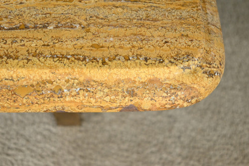 Table Basse en Laiton et Travertin, époque Art Déco – 1930