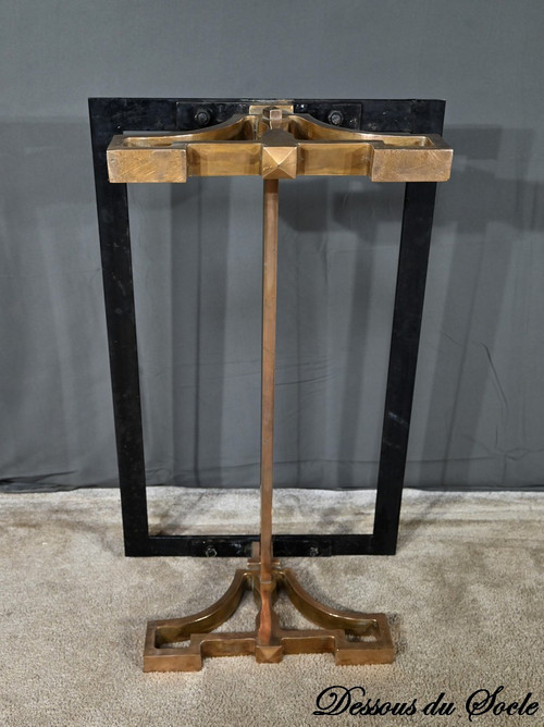 Table Basse en Laiton et Travertin, époque Art Déco – 1930