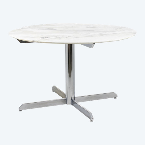 Florence Knoll for Knoll. Table in marble and chromed metal. Circa 1960. LS58341208U