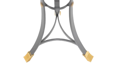 Guéridon « Canabas » en cuir patiné, acier, et laiton doré. Contemporain. LS59502209H