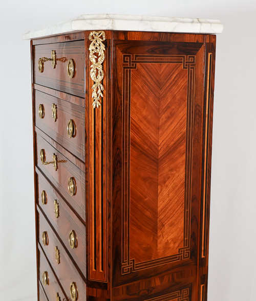 Segretaria Chiffonnier in intarsio epoca Luigi XVI