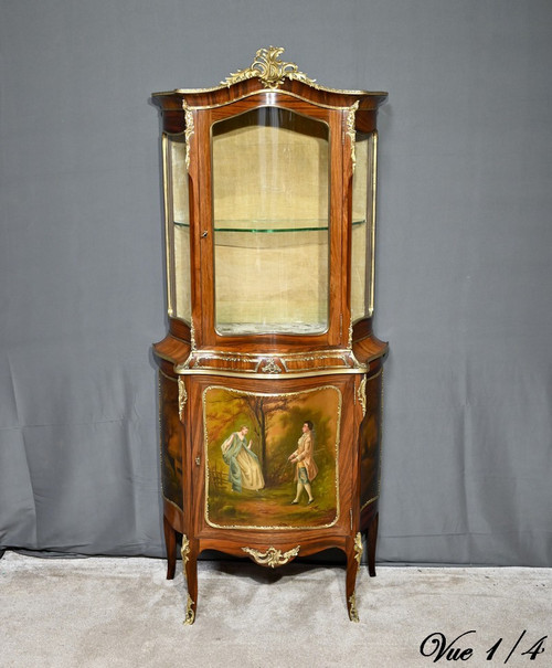 Vetrina in palissandro, periodo Napoleone III, stile Luigi XV/Luigi XVI - metà del XIX secolo