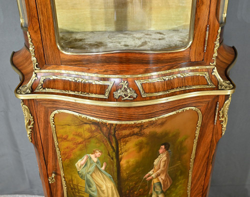 Vetrina in palissandro, periodo Napoleone III, stile Luigi XV/Luigi XVI - metà del XIX secolo