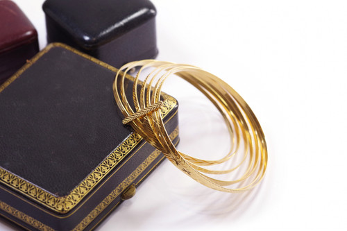 bracciale bangle in oro 18k, bracciale bangle, gioielli vintage, bracciale bangle di seconda mano
