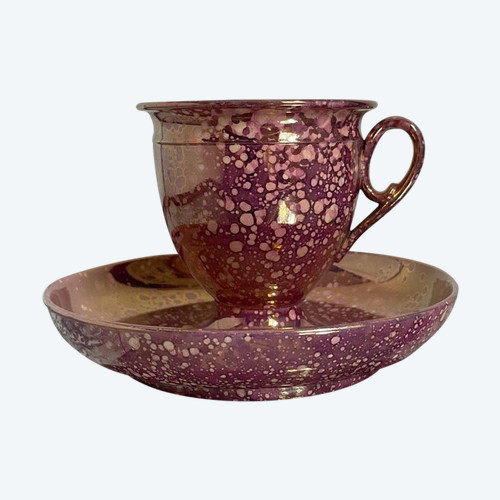 Sarreguemines, um 1830 - Eiförmige Tasse Burgos - Steingut in Porphyroptik