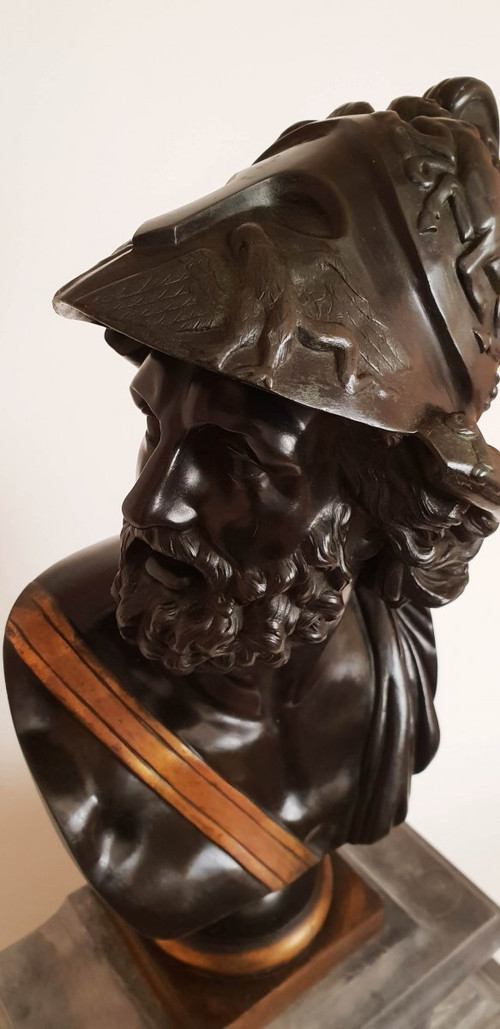 Busto di Menelao re di Sparta Bronzo antico
