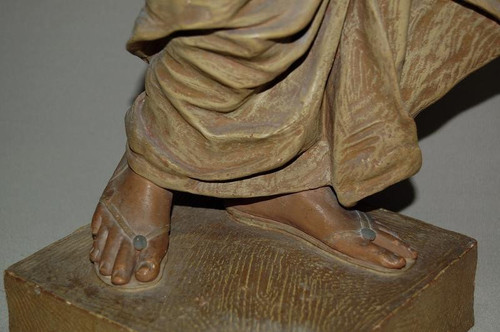 Goldscheider Grande Sculpture Femme Vêtue d'Un Drapé à l'Antique