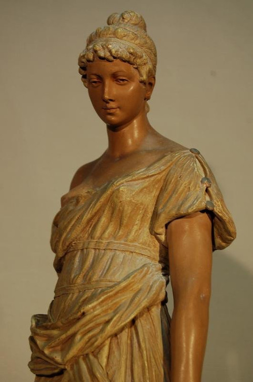 Goldscheider Grande Sculpture Femme Vêtue d'Un Drapé à l'Antique