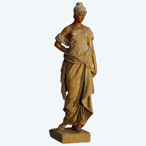 Goldscheider Grande Sculpture Femme Vêtue d'Un Drapé à l'Antique