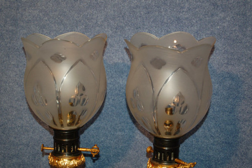Important Pair Of Gilded Bronze Mercury Lamps 19th Century