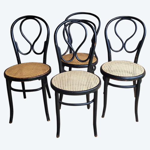 4 sedie in legno curvato in stile Art Nouveau
