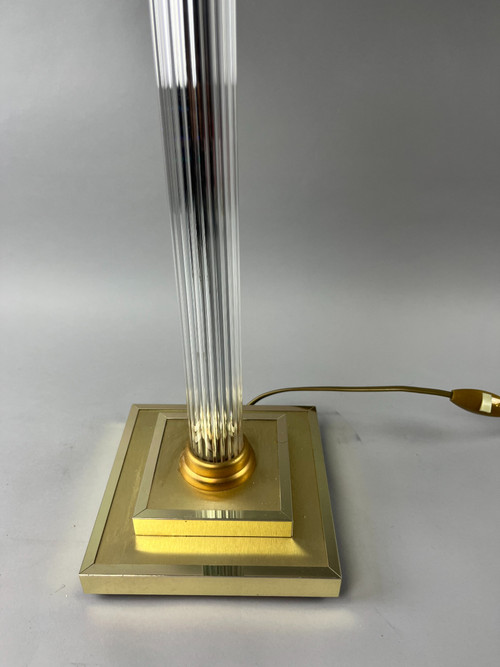 Lampe de table laiton & verre