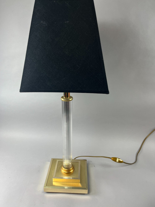 Lampe de table laiton & verre