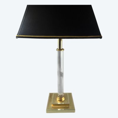 Lampe de table laiton & verre