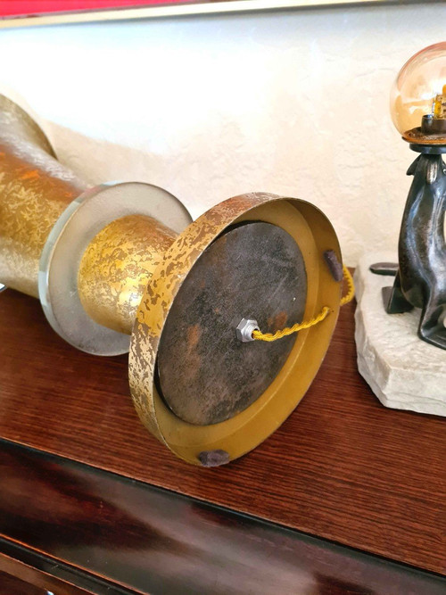 Lampada Art Déco molto grande attribuita a Genet Et Michon