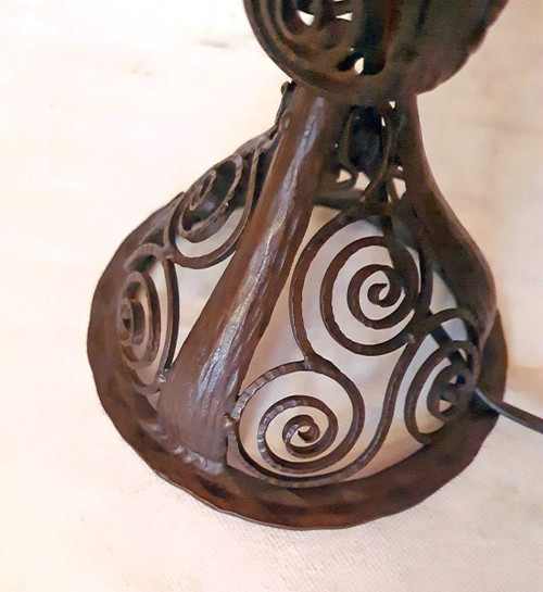 Large Art Deco 1925 Wrought Iron Lamp