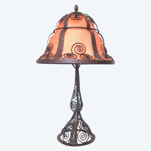 Large Art Deco 1925 Wrought Iron Lamp