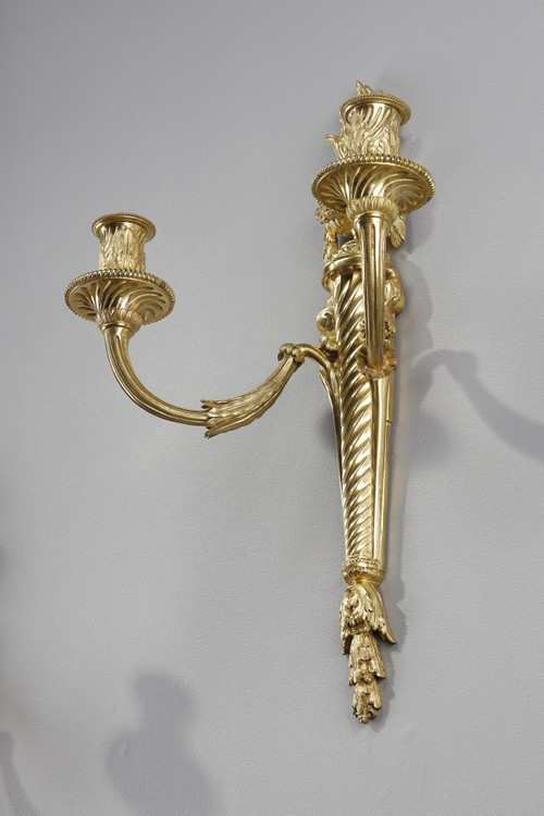 PAIR OF ORMOLU SCONCES IN THE LOUIS XVI STYLE 