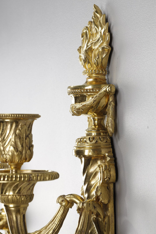 PAIR OF ORMOLU SCONCES IN THE LOUIS XVI STYLE 