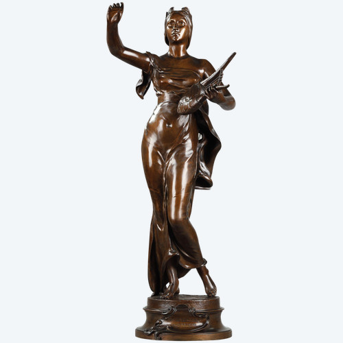 Figura in bronzo con patina "Muse des bois" dopo Henri-Louis Levasseur