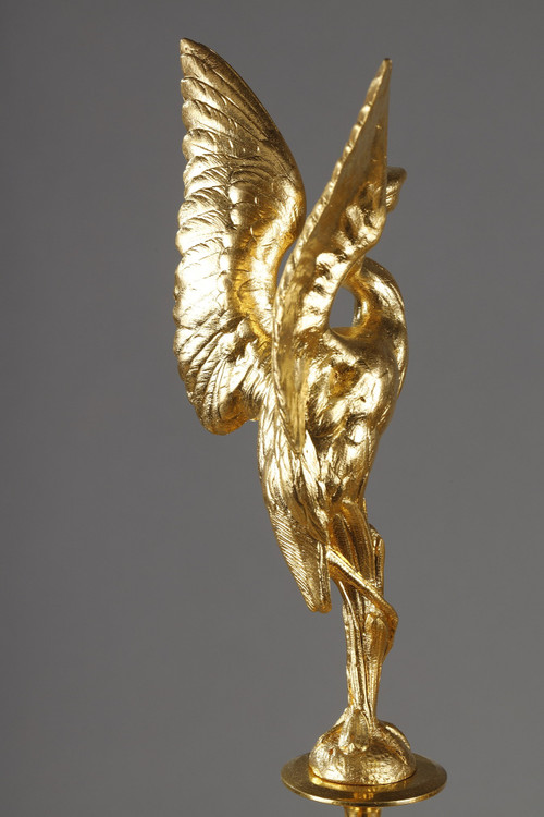 PAIR OF CANDELABRAS IN GILDED BRONZE