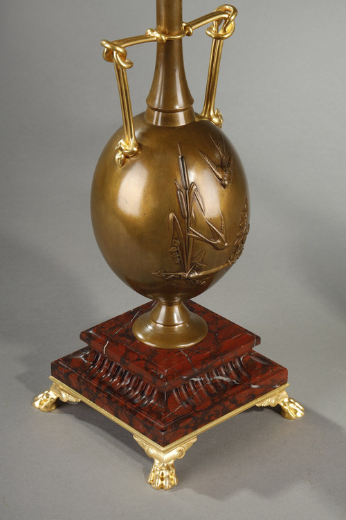 PAIR OF CANDELABRAS IN GILDED BRONZE