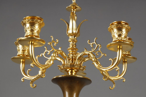 PAIR OF CANDELABRAS IN GILDED BRONZE