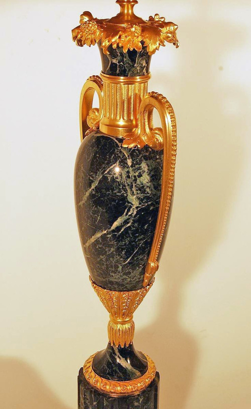 Maison Jansen Important Marble And Gilt Bronze Lamp Ht 98 Cm
