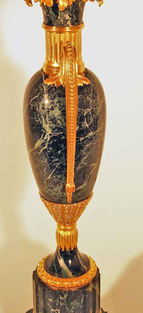 Maison Jansen Important Marble And Gilt Bronze Lamp Ht 98 Cm