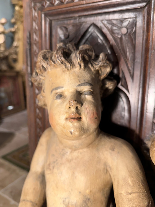 Large Pair Of Angels - 17th century