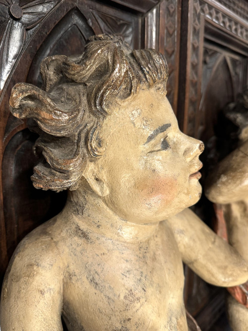 Large Pair Of Angels - 17th century