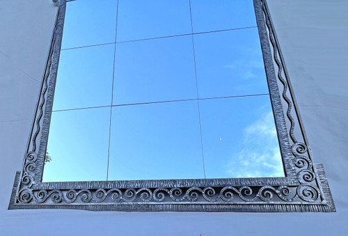 Large Art Deco Wrought Iron Mirror