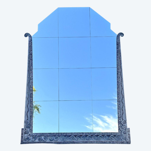 Large Art Deco Wrought Iron Mirror