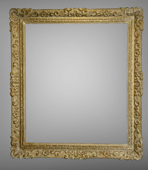 CADRE ANCIEN MONTPARNASSE EN BOIS SCULPTÉ PATINÉ POUR PEINTURE 60 CM X 51 CM