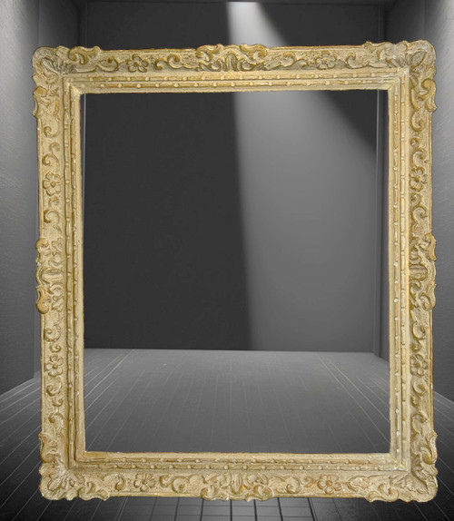CADRE ANCIEN MONTPARNASSE EN BOIS SCULPTÉ PATINÉ POUR PEINTURE 60 CM X 51 CM