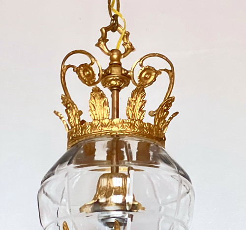 Cut glass and gilded bronze lantern