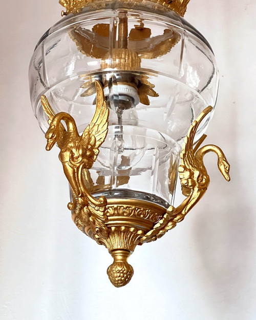 Cut glass and gilded bronze lantern