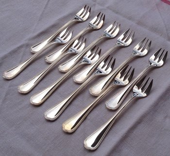 12 silver-plated oyster forks, Spatours Christofle model
