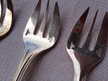 12 silver-plated oyster forks, Spatours Christofle model