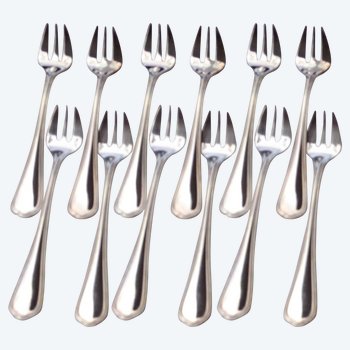 12 silver-plated oyster forks, Spatours Christofle model