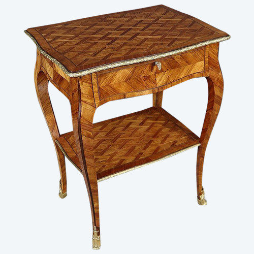 Small Precious Wood Coffee Table, Louis XV style - 1st part 19th century