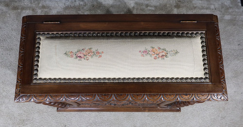 Coffre à Linge de palier en Hêtre et Noyer massif, style Louis XIII – Fin XIXe