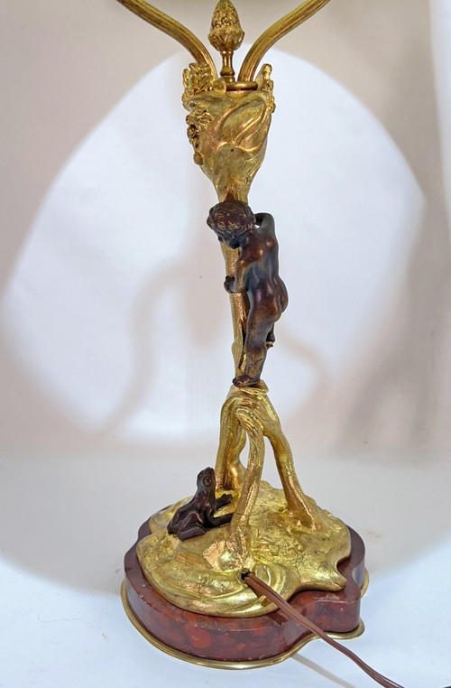 Lamp In Gilt And Patinated Bronze Auguste Delafontaine (1813-1892)