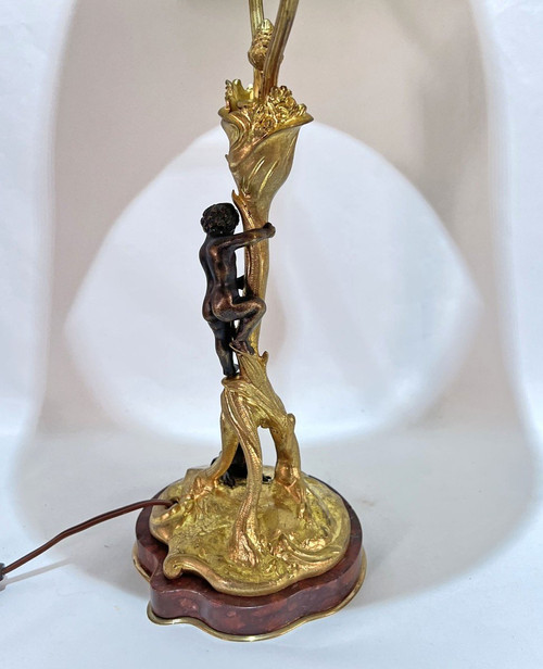 Lamp In Gilt And Patinated Bronze Auguste Delafontaine (1813-1892)