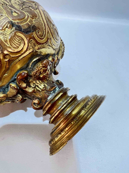Covered Vase, Cassolette, In Gilded Copper Regency Period