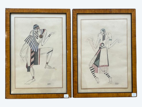 Peter Stepanovic GALADZEV (1900-1971), paire de dessins de danseurs