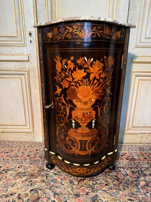 Encoignure 19 eme en marqueterie époque Napoléon 3