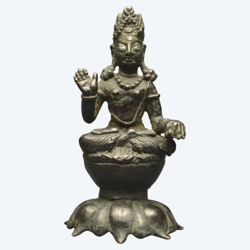 Région Himalaya, VIIème -VIIIème siècle, Représentation du bodhisattva Maitreya, Bronze et argent